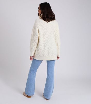 Urban Bliss Cream Cable Knit Quarter Zip Jumper 4 Urban Bliss Cream Cable Knit Quarter Zip Jumper