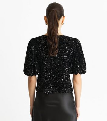 Gini London Velvet Sequin Bow Front Top 4 Gini London Velvet Sequin Bow Front Top
