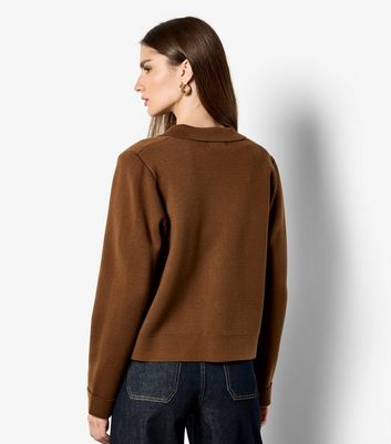 Apricot Brown Collared Button Up Cardigan 3 Apricot Brown Collared Button Up Cardigan