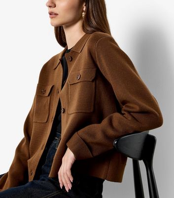 Apricot Brown Collared Button Up Cardigan 4 Apricot Brown Collared Button Up Cardigan