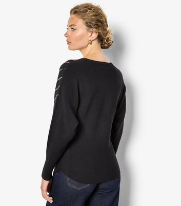 Apricot Black Sequinned Batwing Jumper 3 Apricot Black Sequinned Batwing Jumper