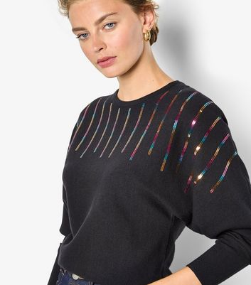 Apricot Black Sequinned Batwing Jumper 4 Apricot Black Sequinned Batwing Jumper