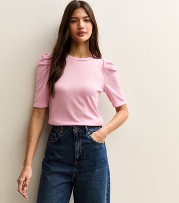 Pink Puff Sleeve Soft Touch T-Shirt