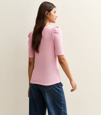 Pink Puff Sleeve Soft Touch T-Shirt