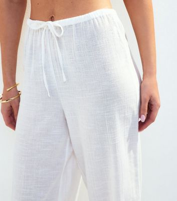 White Wide Leg Cover Up Trousers