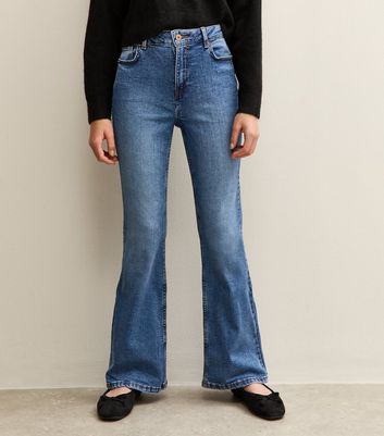 Girls Blue Washed Flared Jeans
