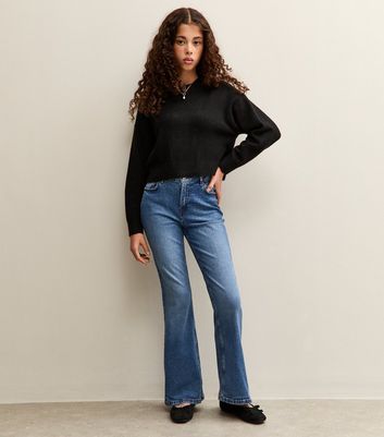 Girls Blue Washed Flared Jeans 3 Girls Blue Washed Flared Jeans