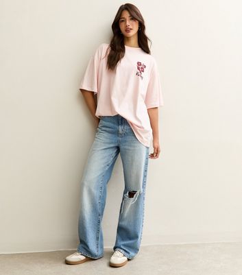 Pink Fleurs Print Oversized T-Shirt