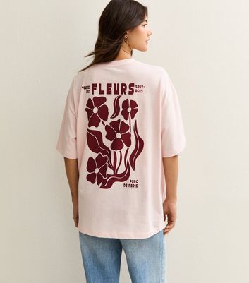 Pink Fleurs Print Oversized T-Shirt