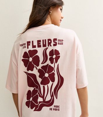 Pink Fleurs Print Oversized T-Shirt