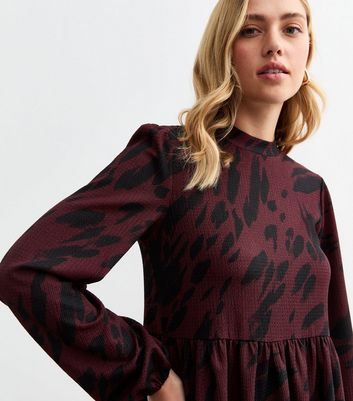 Burgundy Woven Printed Mini Dress