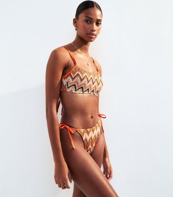 Brown Textured Bikini Top