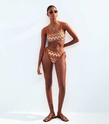 Brown Textured Bikini Top