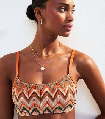 Brown Textured Bikini Top