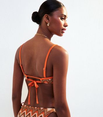 Brown Textured Bikini Top