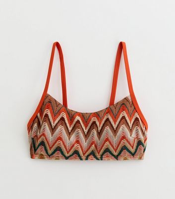 Brown Textured Bikini Top