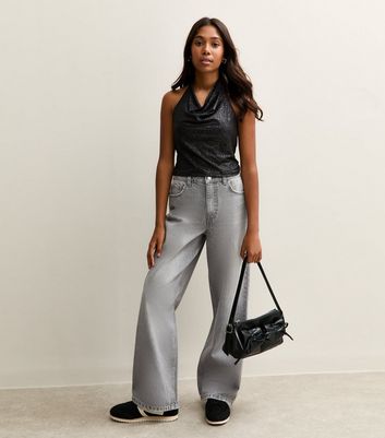 Girls Black Sparkly Cowl Neck Top 3 Girls Black Sparkly Cowl Neck Top