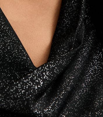 Girls Black Sparkly Cowl Neck Top 6 Girls Black Sparkly Cowl Neck Top