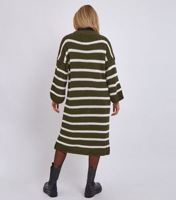 Gini London Olive Striped Knit Midi Dress 4 Gini London Olive Striped Knit Midi Dress