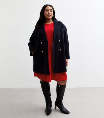 Curves Red Crinkled Texture Mini Dress