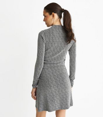 Gini London Grey Shimmery High Neck Mini Dress