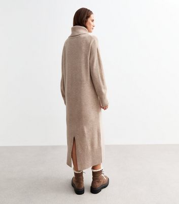 Mink Roll Neck Midi Jumper Dress