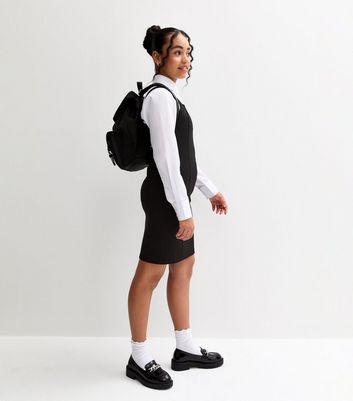 Girls Black Jersey Split Hem School Dress 3 Girls Black Jersey Split Hem School Dress