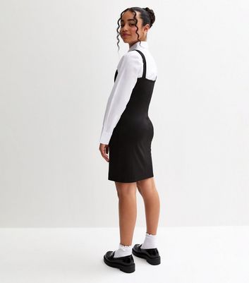 Girls Black Jersey Split Hem School Dress 4 Girls Black Jersey Split Hem School Dress