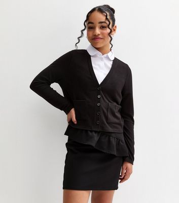 Girls Black Soft Touch School Cardigan