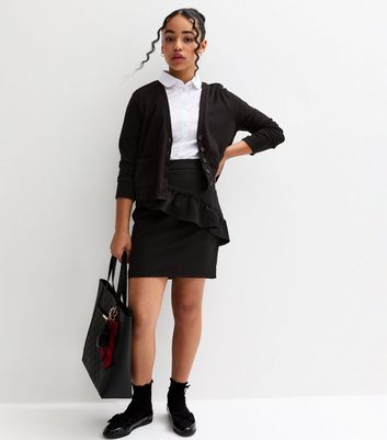 Girls Black Soft Touch School Cardigan 3 Girls Black Soft Touch School Cardigan