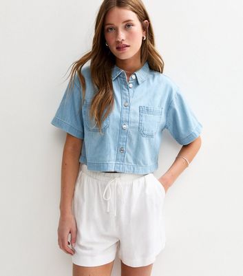 Light Blue Short Sleeve Denim Shirt