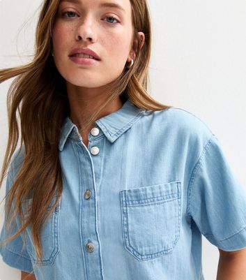 Light Blue Short Sleeve Denim Shirt