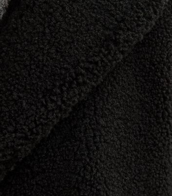 Black Collared Long Sleeve Borg Coat