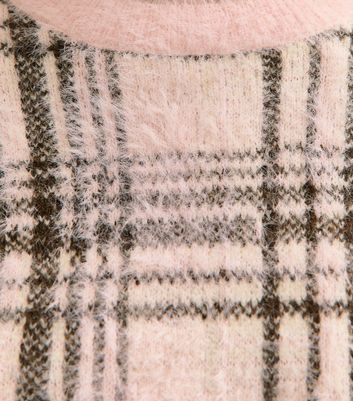 Pink Fluffy Check Crew Neck Jumper 5 Pink Fluffy Check Crew Neck Jumper