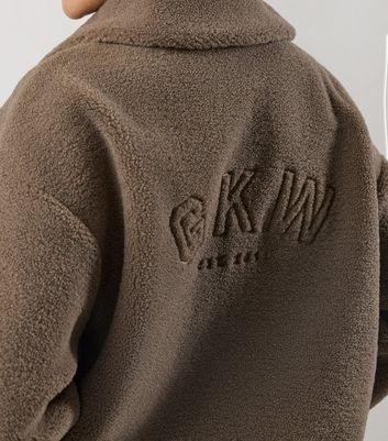 Gym King Light Brown Borg Full Zip Funnel Neck Jumper 4 Gym King Light Brown Borg Full Zip Funnel Neck Jumper