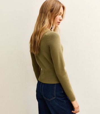 Green Ribbed Knit Crew Neck Jumper