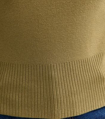 Green Ribbed Knit Crew Neck Jumper