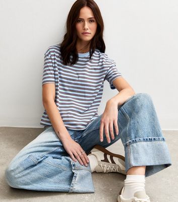 Brown Stripe Print Boxy Fit T-Shirt