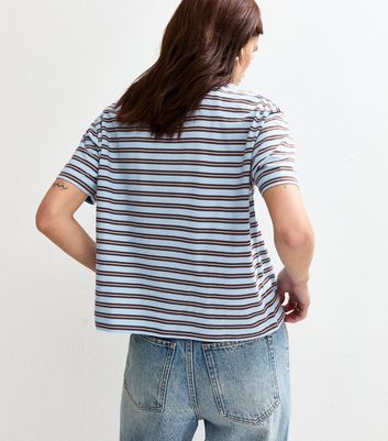 Brown Stripe Print Boxy Fit T-Shirt