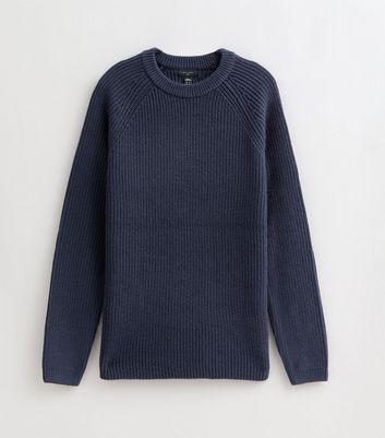 Dark Blue Regular Fisherman Knit Crew Neck Jumper 5 Dark Blue Regular Fisherman Knit Crew Neck Jumper