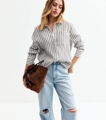Blue Striped Textured Cotton Shirt