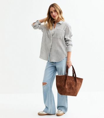 Blue Striped Textured Cotton Shirt