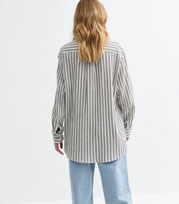 Blue Striped Textured Cotton Shirt