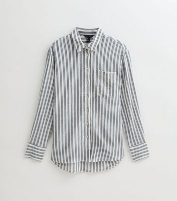 Blue Striped Textured Cotton Shirt