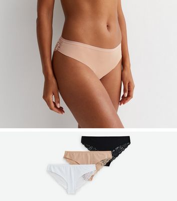 3 Pack Multicoloured Lace Back No VPL Briefs