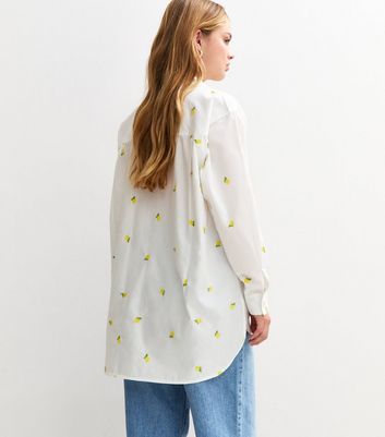 White Lemon Embroidered Long Sleeve Shirt
