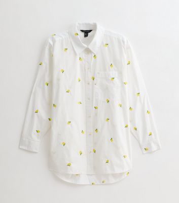 White Lemon Embroidered Long Sleeve Shirt