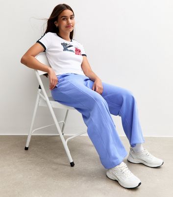 Girls Blue Seam Detail Wide Leg Joggers 3 Girls Blue Seam Detail Wide Leg Joggers