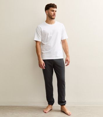 Dark Grey Slim Fit Waffle Texture Pyjama Jogger Trousers 3 Dark Grey Slim Fit Waffle Texture Pyjama Jogger Trousers