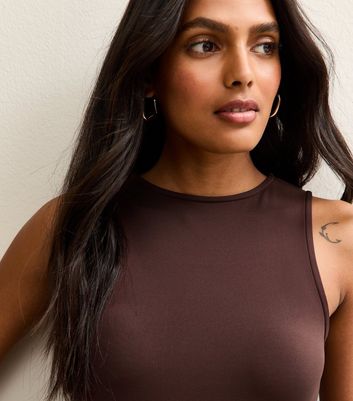 Brown Jersey Slinky Bodysuit